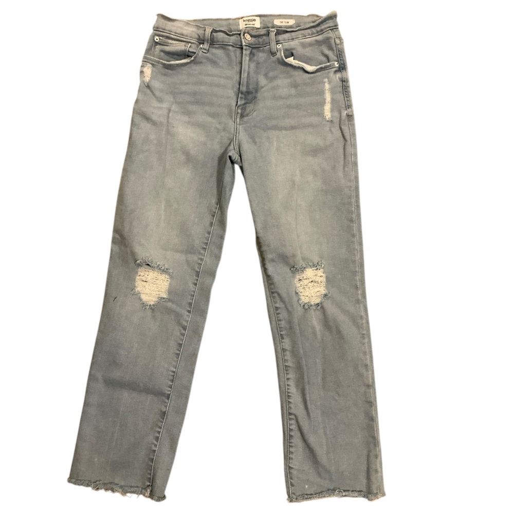 Kensie Light washed Slim Wide Leg Distressed Jeans